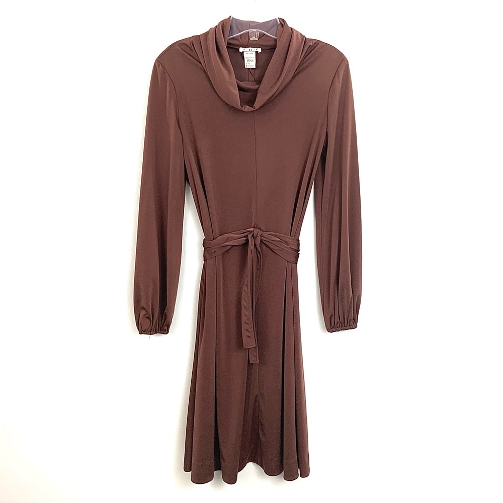 Vintage PBJ by Jerell cowl neck long sleeve midi dress with waist strap